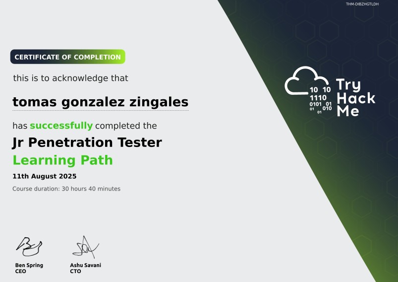 Certificado Jr Pentester