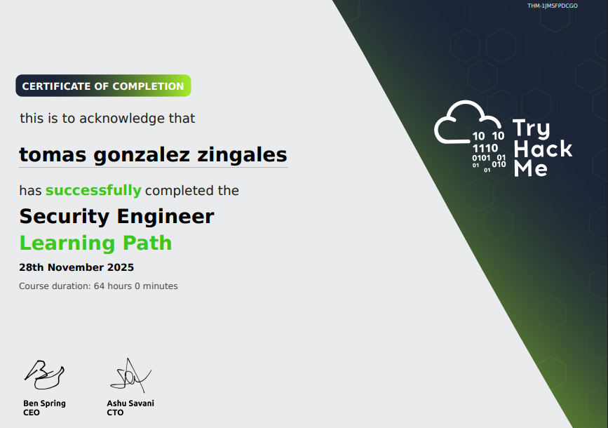Certificado Security Engineer
